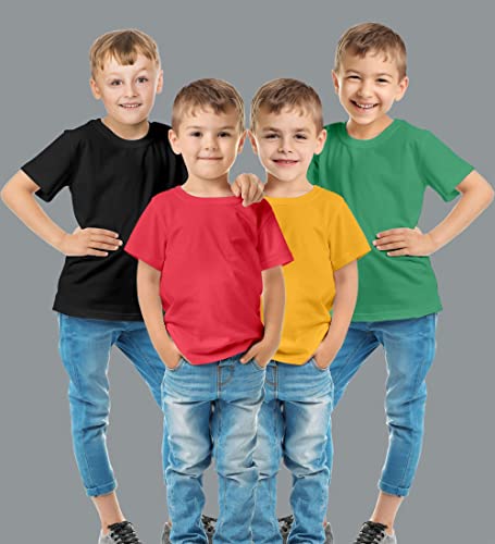 Image of Hangout Hub HH87 Tshirt for Boy's | Regular Fit | Super Combed Cotton Kids T-Shirt | Solid Plain Tees | Round Neck T Shirt | Half Sleeves |Pack of 2 | 3 | 4 | 5 |6