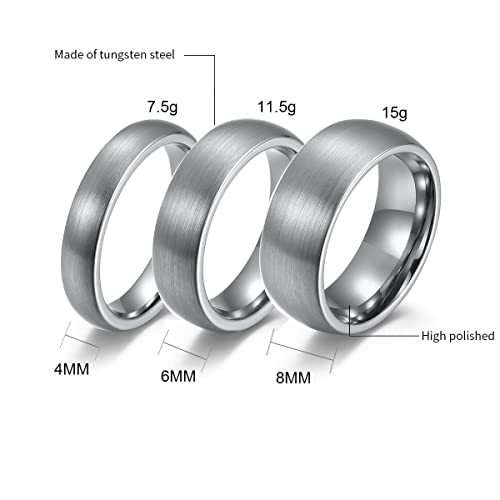 Hebrew Ring Frosting 4mm 6mm 8mm Tungsten Carbide Ring Custom Engrave Rings Plain Dome Inside High Polished Silver Black Gold Plated Wedding Band Comfort Fit Size 6-123