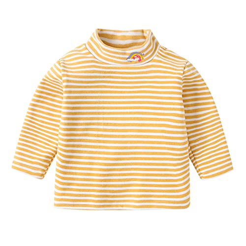 Toddler Baby Girls Boys Striped Long Sleeve Mock Turtleneck Cotton T-Shirt Fall Winter Thermal Underwear for Kids