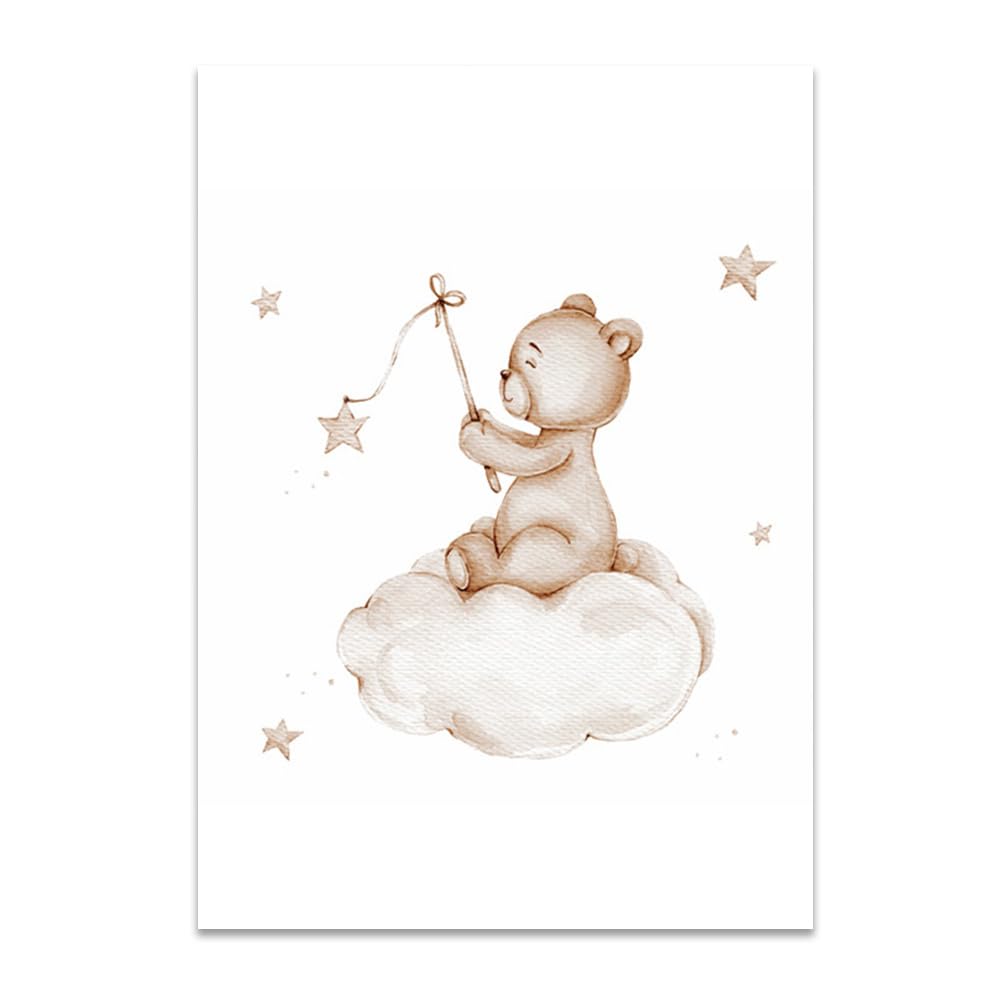 3 Laminas Oso 30X40CM Cuadros Habitacion Infantil Niño Poster Beige Lienzo Animales Bebe Laminas Decorativas Pared Infantil Cuadros Bebé Habitacion Niño Animaux Lienzo Beige Bebe Oso sin Marco