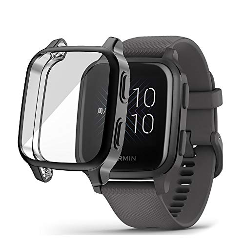 PaceBid Coque Compatible avec Garmin Venu Sq/Venu Sq Music,Tout Autour de Protection Housse en TPU Transparent de Protection Transparent Haute Définition pour Garmin Venu Sq/Venu Sq Music -Noire Cover