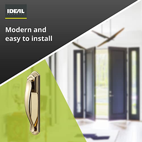 Ideal Security Door Handle With Keyed Deadbolt For Storm And Screen Doors, Bright Brass (4-Piece Set) #TOP4