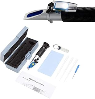 AquaticHI Aquarium Refractometer w/LED for Saltwater/Brackish/Marine/Reef Tank Testing, Automatic Temperature Control, Salinity 0-100ppt & Specific Gravity 1.000-1.070 (Premium Kit w/LED)