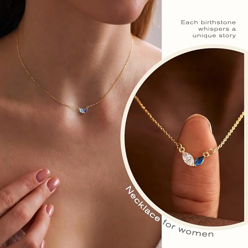 Birthstone Necklace for Women Dainty Gold Necklace with 2 Birthstone Christmas Stocking Stuffers Teen Girl Gifts Trendy Stuff Birthday Gift Moms 2025 Graduation Gift Adjustable Anniversary Jewelry for Daughter Girlfriend Friend