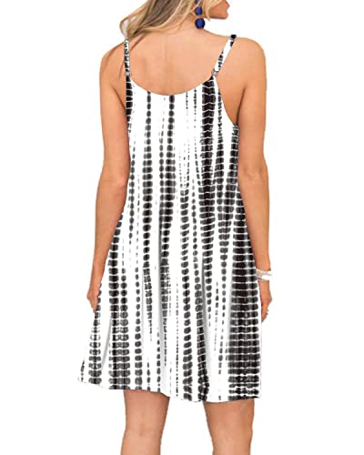 Image of Women's Summer Spaghetti Strap Casual Swing Tank Beach Cover Up Dress with Pockets