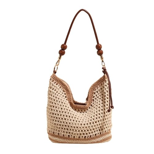 Sac à bandoulière pour femme en paille de grande capacité pour voyage et plage