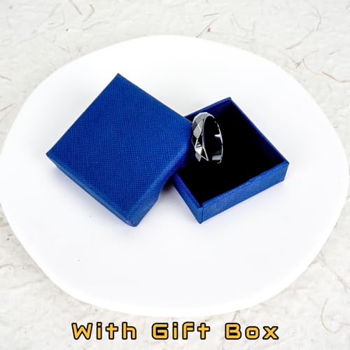 Hematite Rings for Men & Women, Unisex Healing Crystal Jewelry, Beveled Men's & Women's Black Crystal Stone Ring. Absorb Negative Energy, Anxiety Relief, Chakra Balance. Size 7-134