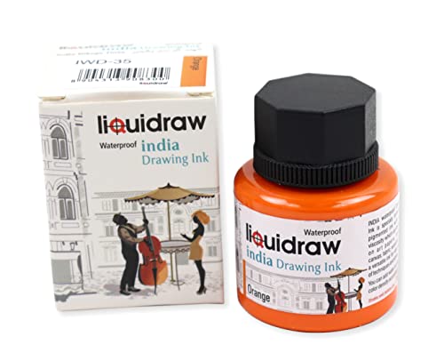 Liquidraw Tinta de dibujo coloreada, tinta india, impermeable, 20 colores surtidos, 35 ml, tintas indias para artistas (naranja) Cover