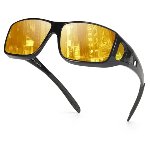 Trysee Night Vision Driving Fit Over Glasses for Men Women Polarized Anti Glare Yellow Lenses TS0312