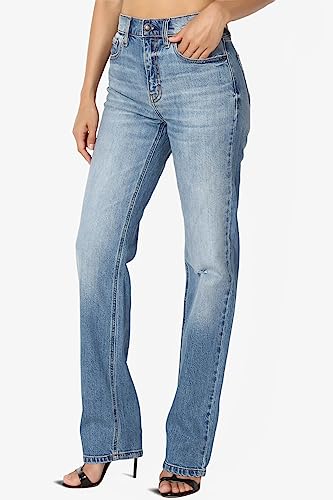 TheMogan Women's Distressed High Waist Dad Jeans Wide Straight Leg Relaxed Denim Pants3