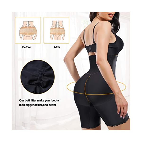 Eleady-Womens-Waist-Trainer-Shapewear-Hi-Waist-Butt-Lifter-Tummy-Control-Panties-Thigh-Slimmer-Body-Shaper-with-Zipper Eleady Women's Waist Trainer Shapewear High Waist Butt Lifter Tummy Control Panties Thigh Slimmer Body Shaper with Zipper (Black, Large)
