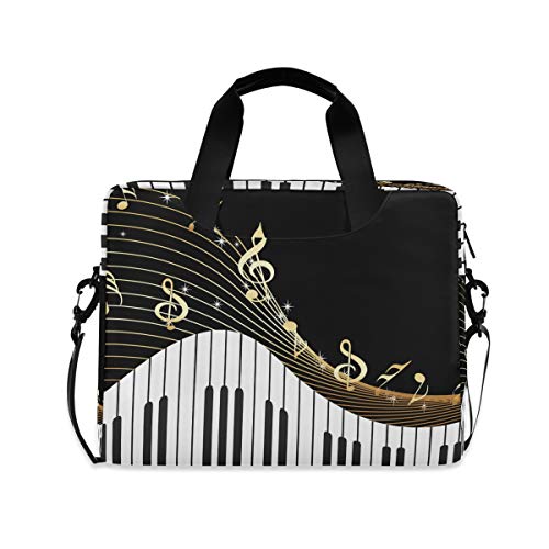 CCDMJ Laptop Case Piano Keyboard Music Note Laptops Sleeve Shoulder Messenger Bag Briefcase Notebook Computer Tablet Bags with Strap Handle for Women Man Boys Girls 16 Inch