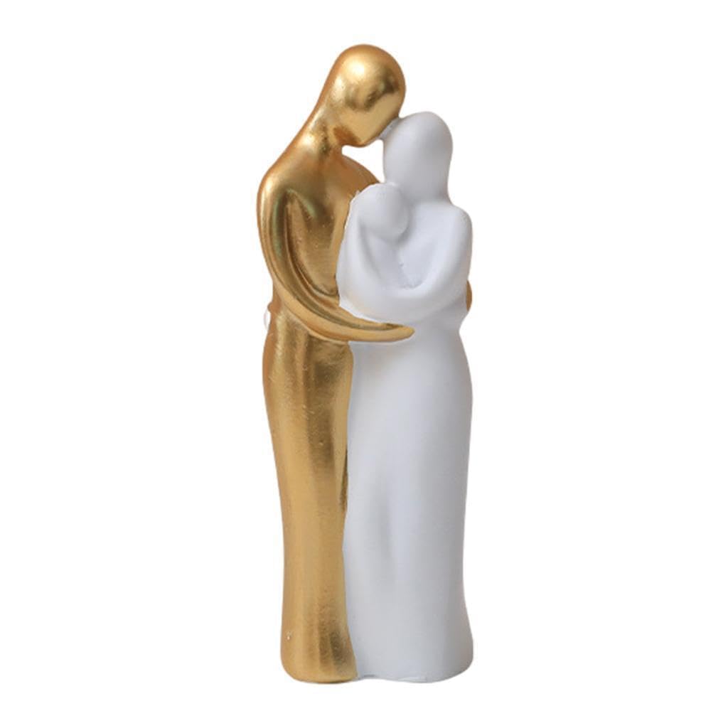 ALCXAZS Romantic Resin Family Couple Figurine Sculpture Delicate and Exquisite Decor Living, Family Gold, Medium