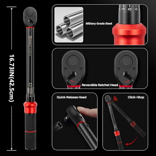 Image of 1 /2-Inch Drive Click Torque Wrench-10-150 Ft-Lb for Car Motorcycle