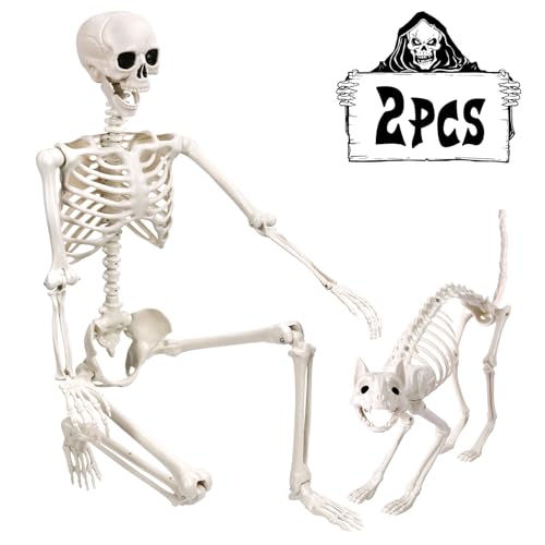 54Ft-Halloween-Life-Size-Human-Skeletons-with-Cat-Skeleton-Plastic-Human-Realistic-Poseable-Skeletons-Full-Body-Bones-with-Movable-Joints-for-Halloween-Props-Spooky-Party-Decoration 54Ft Halloween Life Size Human Skeletons with Cat Skeleton Plastic Human Realistic Poseable Skeletons Full Body Bones with Movable Joints for Halloween Props Spooky Party Decoration