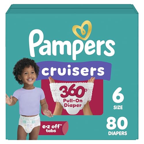 Image of Pampers Diapers - Cruisers 360 - Size 6, 80 Count, Babyproof up to 100% Leakproof Pull-On Diaper