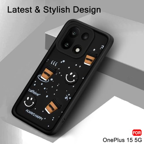 Image of TheGiftKart Back Cover Case for OnePlus 15 5G | Cute Fun Cartoon 3D Bear Coffee Case | Full Camera Protection | Shockproof Back Cover Case for OnePlus 15 5G (Silicone, Black)