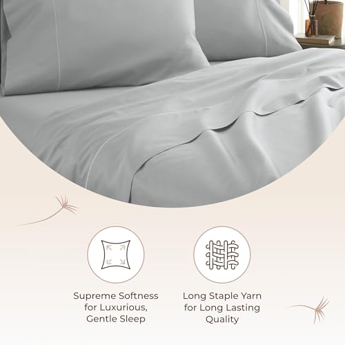 Image of Certified Organic Full Flat Sheet Only - 100% Organic Cotton Top Sheet with Luxurious Soft and Breathable 300 Thread Count Sateen Weave Finish - GOTS & Fairtrade Certified (Shore, Full)