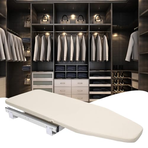 WUDLEP Tabla de planchar extraíble para armario, tabla de planchar giratoria de 180° montada en cajón, plegable, tabla de planchar integrada con cubierta resistente al calor para armario, sala de