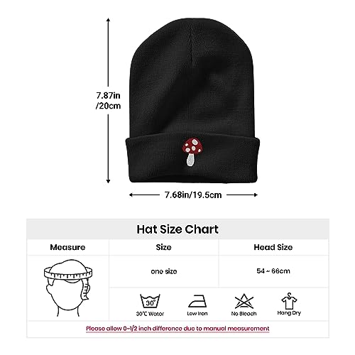Image of Embroidery Goth Beanie Knit Hats for Men & Women, Embroidery Winter Hats Skull Cap