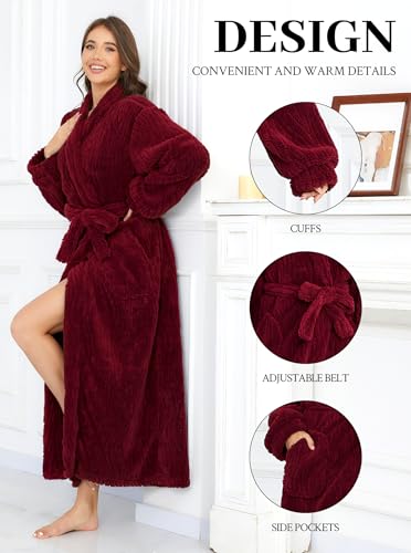 Image of Hellomamma Long Bath Robe for Womens Plush Soft Fleece Bathrobes Nightgown Ladies Pajamas Sleepwear Housecoat