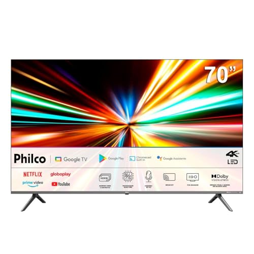 Smart TV LED 70' Ultra HD Philco 4K PTV70G2SGSGB Google TV com HDMI, USB, Wi-Fi, Dolby Atmos, Dolby Vision e Chromecast integrado