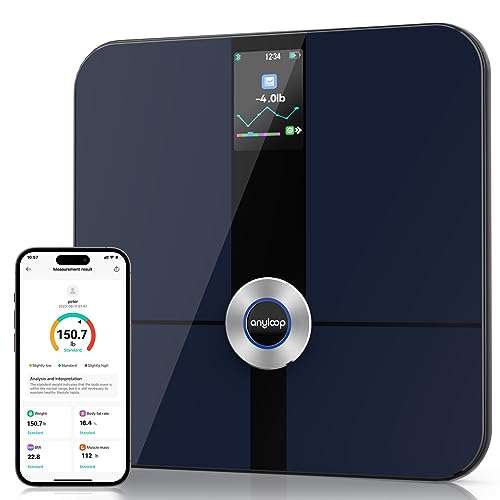 anyloop Smart Scale for Body Weight, 24-Measurement Digital Bathroom Scale with Accurate Heart Rate, BMI, Muscle Mass Analysis, Smart Bluetooth Scale Compatible with Apple Health for Fitness
