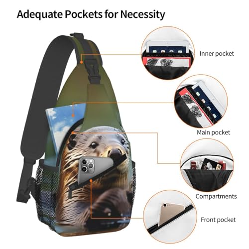 Mochila cruzada Otters Print para senderismo y viaje miniatura 4