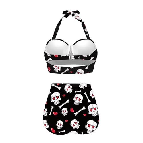 Yuuxorilu Women Two Piece High Waist Bikini Set Halter Ruched High Waist Bikini with Bottom3