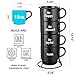Signature Housewares Stackable Coffee Mug Tower Set with Metal Wire Rack - 15 Ounce Coffee Mugs for Coffee, Tea, Cocoa, Milk, Cappuccino, Hot Chocolate Set of 4 - Be Happy Matte Black