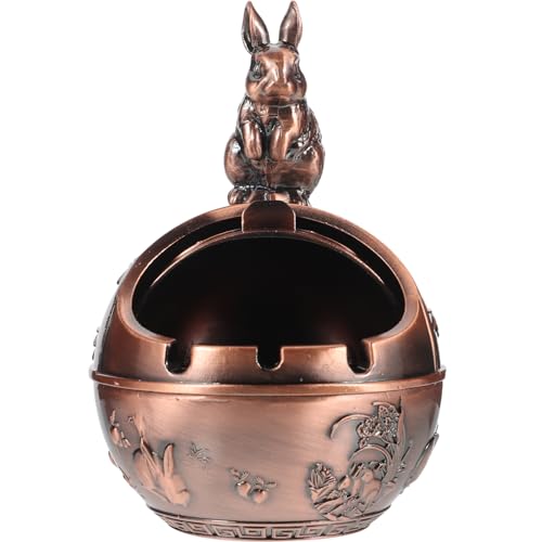 INOOMP 復古風うさぎ蓋付き灰皿 軽量亜合製 耐火性 高温対応 家やオフィス用 屋外向けおしゃれな装飾アイテム 煙草の灰を に収納し匂いを