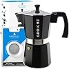 Grosche milano stovetop espresso maker moka pot 9 espresso cup 152 oz black and 3 replacement seals gaskets bundle stove top coffee maker moka italian espresso coffee maker and replacement gaskets  urban country home decor