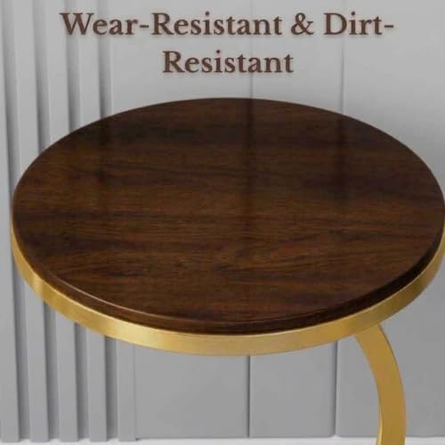 Image of NEST NATURE HAVEN Wood 2 Tier Round Coffee Table Nightstand Bedside Telephone Table with Storage, End Table Sofa Side Corner Table for Living Room Bedroom, Gold Brown