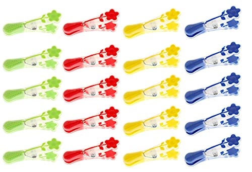 Juego de 20 pinzas de la ropa con decoración de flores e inserto de silicona suave en pinza y mango, transparente Cover