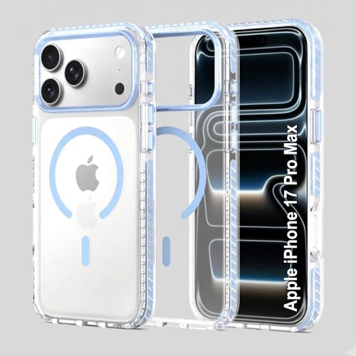 Image of Zapcase Crystal Clear Back case for iPhone 17 Pro Max | PC Back | TPU Bumper with Inner Rubber Grip | Metal Camera Guard Bezel | Metal Buttons | Scratch Resistant | 2 Layer Edge Protection |Light Blue