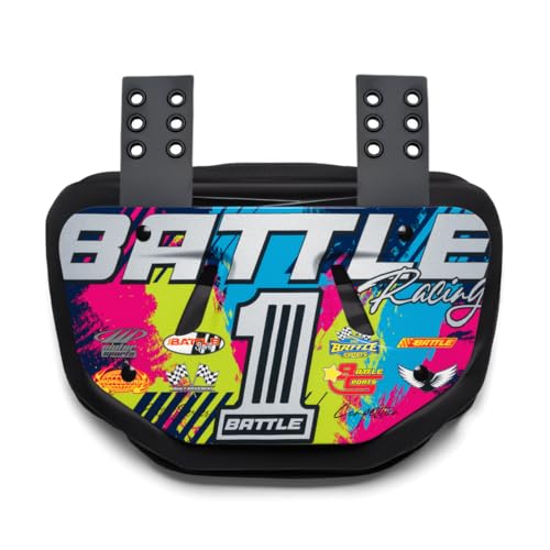 Battle Sports Novelty Football Back Plate, Kids, Racing Multi, Adult
