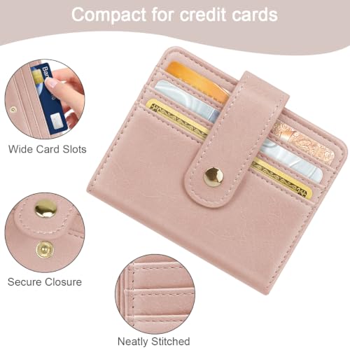Image of Small Wallets for Women Slim Minimalist Bifold Credit Card Holder | Compact Zipper Coin Purse for Ladies RFID Blocking Mini Travel PU Leather Card Case Gifts for Mom, Pink