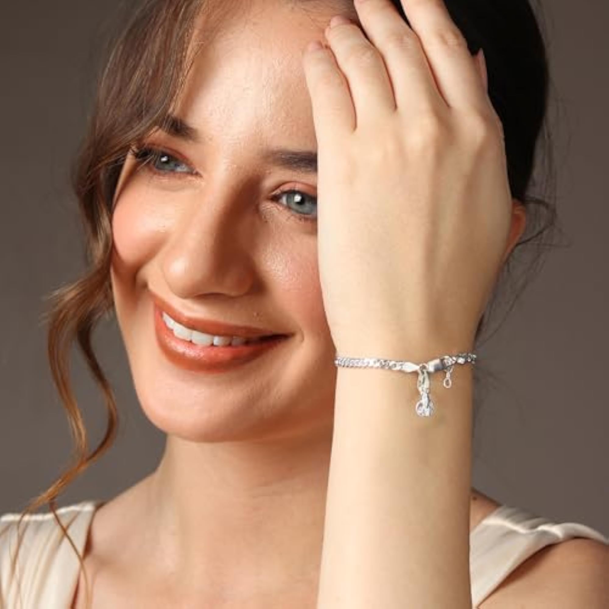 Sapphire Gold Sterling Silver Designer Bracelet with Sai Baba Charm