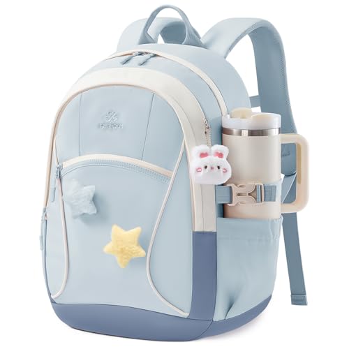 Image of LOVEVOOK School Backpack for Teen Girls & Kids, Lightweight Large Capacity Waterproof Bookbag with 15.6 inch Laptop Compartment, Cute Ergonomic Bag for Elementary Middle School Students