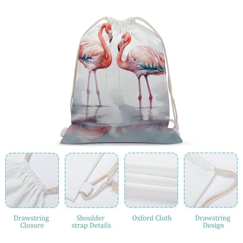 Drawstring Bag Backpack Cute Flamingo Sackpack Foldable String Bags Sports Gym Bag for Shopping Yoga4