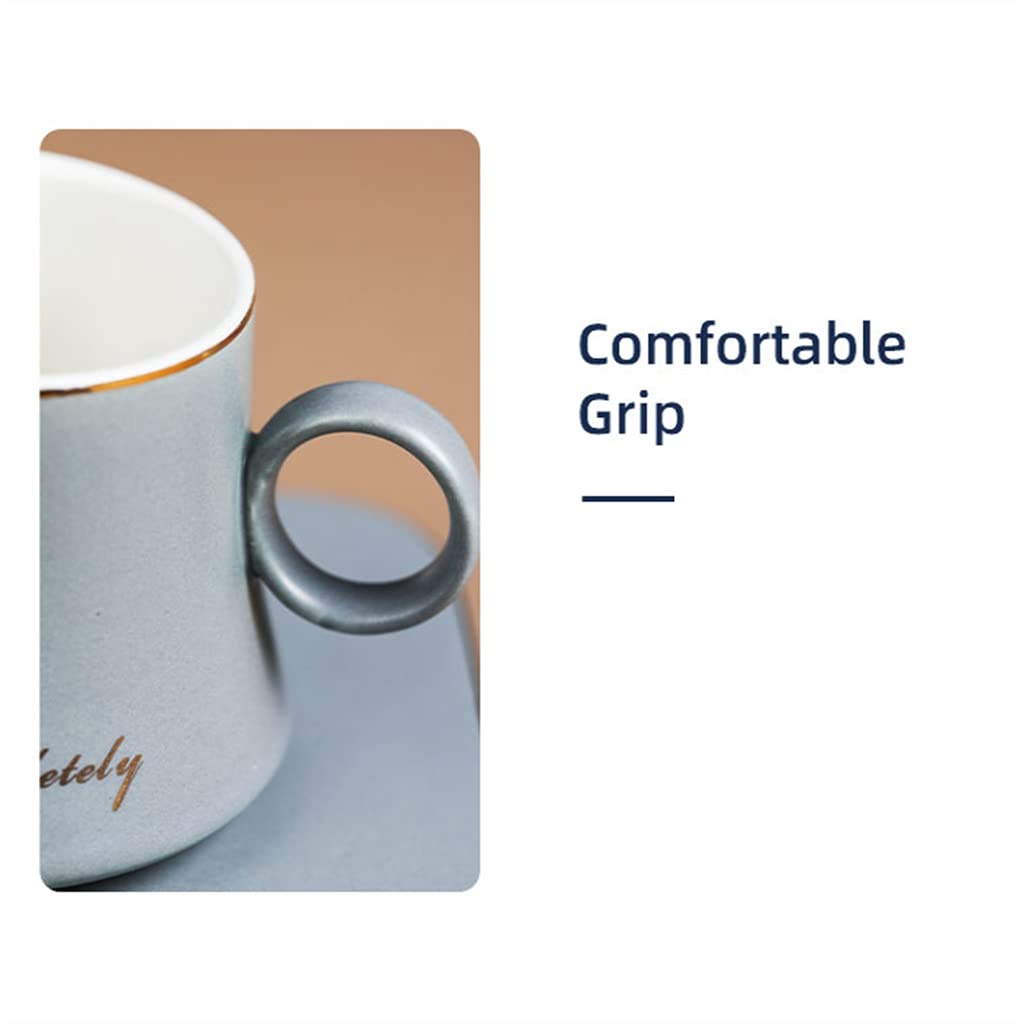 Juego de Tazas de té Juego de Tazas de té con platillo, Taza y Cuchara con Soporte de Metal Tazas de café de cerámica para café Moka Juego de Tazas de café(White+Pink-4 pcs)