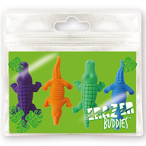 Eraser Buddiez - Alligator from Deluxebase. Cute Rubber Stationery Set in Reusable Bag. Novelty Office Desk Accessories, School Supplies and Party Favors.