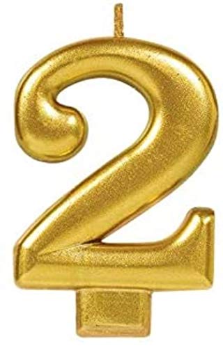 Amscan #2 Metallic Birthday Candle | Gold | Party Supply | 1 piece - //coolthings.us