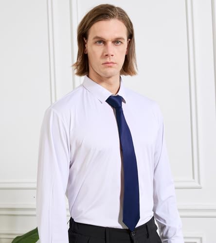 Image of KOOELLE Men's Ties Solid Pure Color Plain Neckties Formal Black Ties For Men