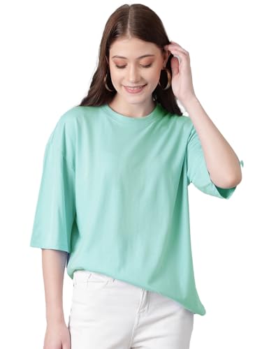 Image of KOTTY Women's Cotton Blend Solid Oversized T-Shirts