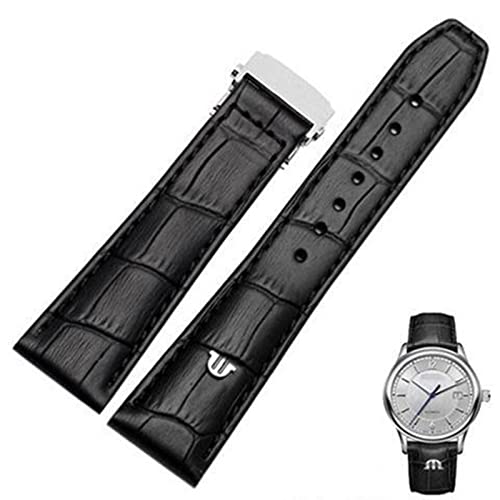 Bracelet de montre cuir véritable 22mm brun à boucle déployante - 7