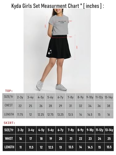 Image of KYDA KIDS 100% Pure Cotton Girls Printed Crop Top and Skirt with Attached Inner shorts Co-ords Set