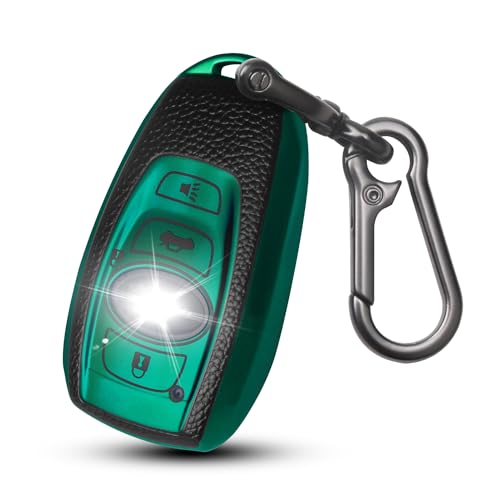 QBUC for Subaru Key Fob Cover with Keychain Car Key Case Protector Fit for Subaru Crosstrek Forester Outback Ascent Impreza Legacy BRZ WRX Sti 4 Buttons (Green)