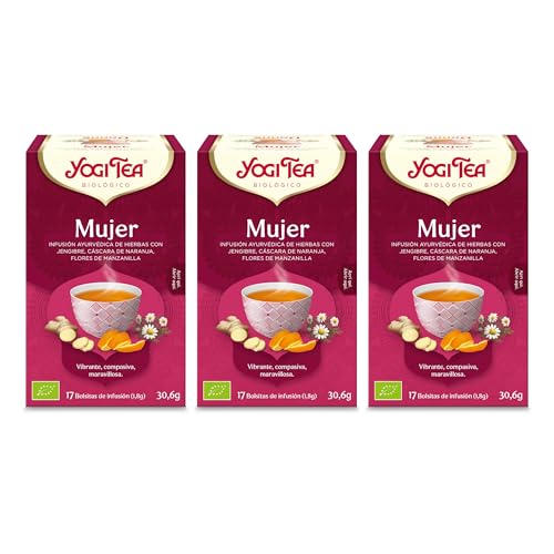 Yogi Tea - Mujer - Infusión Ayurvédica - Con Manzanilla, Jengibre y Cáscara de Naranja - Sin Cafeína - 3x17 bolsitas (51 bolsitas en total)