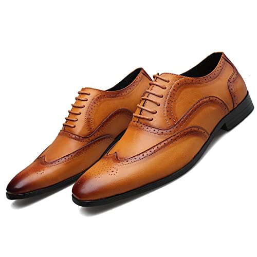 Men's Lightweight Dress Oxford Shoes with Wingtip Brogue Design - Casual to Business Versatile Lace-ups Wedding Formal Shoes